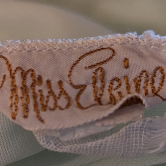 Vintage Miss Elaine Mint Green Babydoll Nightgown Peignoir Chiffon Applique 1960 - Picture 7 of 12